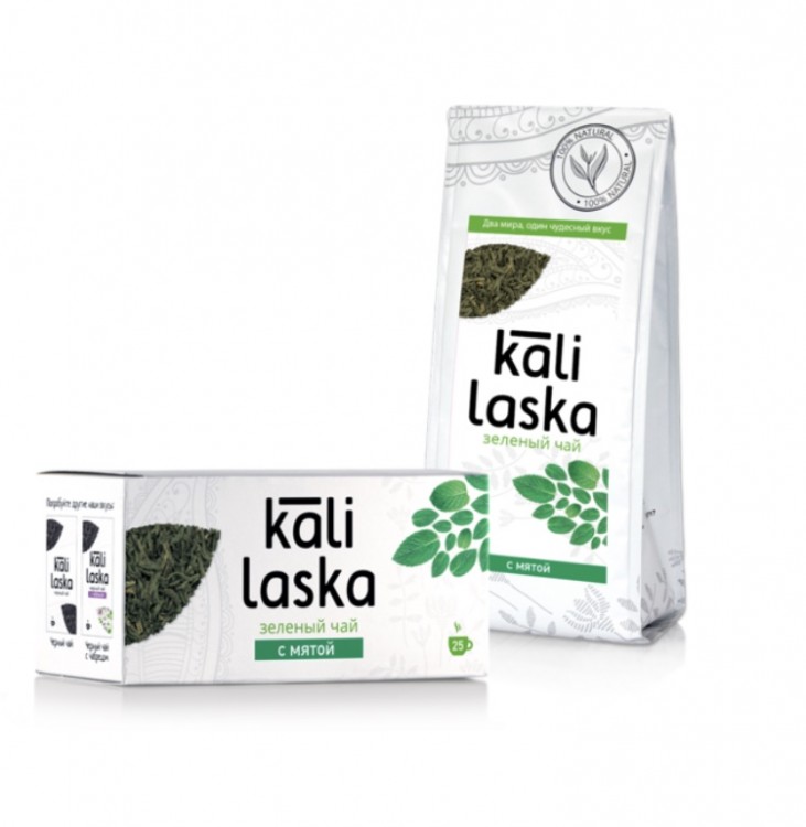 Чай «Kali Laska» зеленый байховый с мятой 25*1,7г    