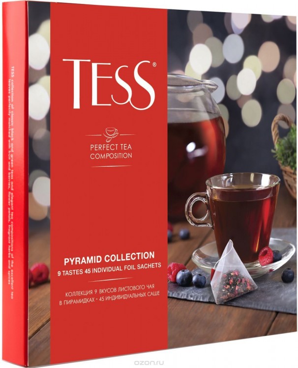 Чай Tess Коллекция 9 вкусов листового чая в пирамидках, 45 шт